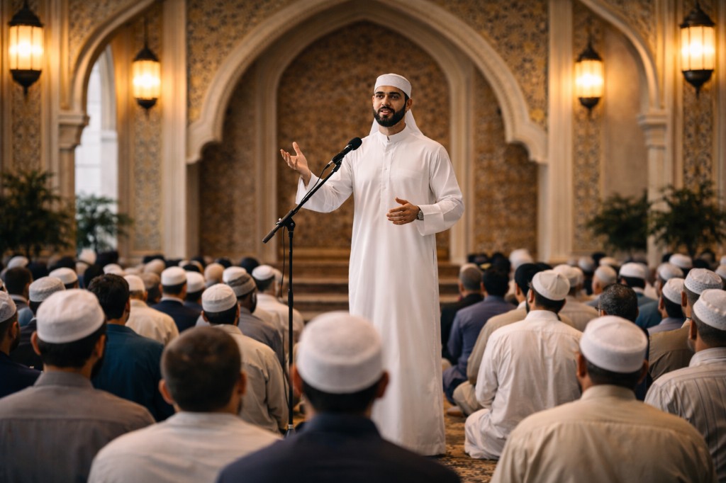 Muslim speaker presenting during media and communication training